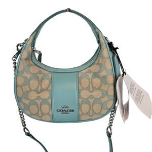 Coach Carmen Mini Crossbody in Signature Jacquard Faded Blue Top Handle  NEW